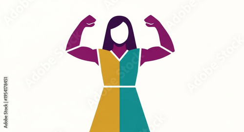 Woman flexing muscles showing strength and power.