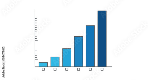 A six-bar gradient blue bar chart with a vertical axis is displayed on a clean white background.