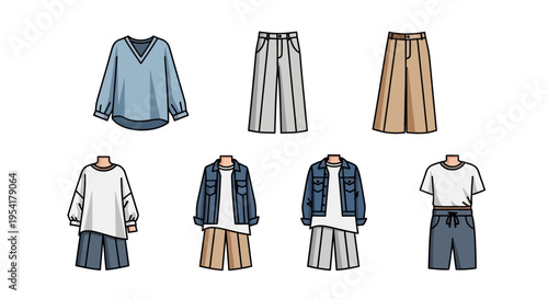 Fashion clothing on hangers displayed.