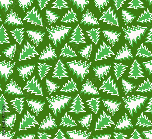 Seamless background with green pine trees.