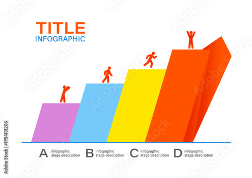 Infographic template "5 steps to success" for business planning, strategies or presentations. Visualizing stages of growth, success, or the decision-making process.