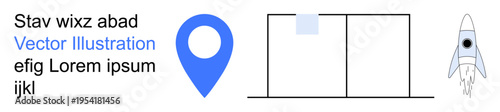 Navigation, business graphics, interface, location tracking, technology design, creative layouts. Blue pin marker, a rocket icon and rectangles on white. Navigation and business graphics concept Free Download Navigation, business graphics, interface, location tracking, technology design, creative layouts. Blue pin marker, a rocket icon and rectangles on white. Navigation and business graphics concept - GFXLoad