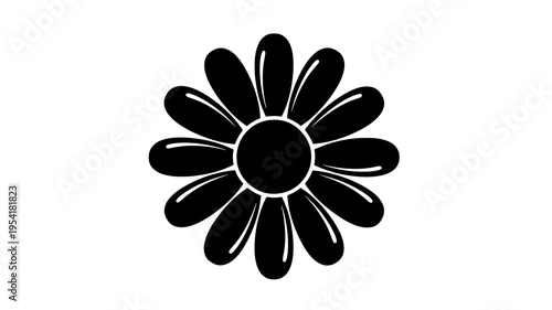 minimalist black daisy flower icon isolated on white background for design and branding