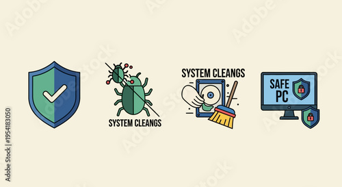 Computer Security Icons for Safe Computing.