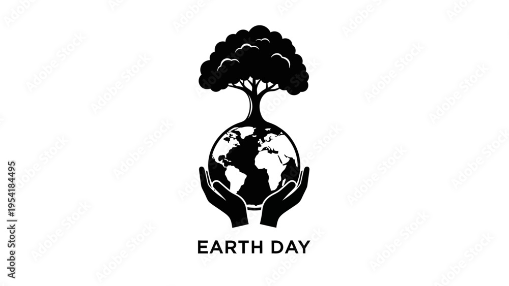 Obraz premium Tree Growing from Globe Held by Hands.