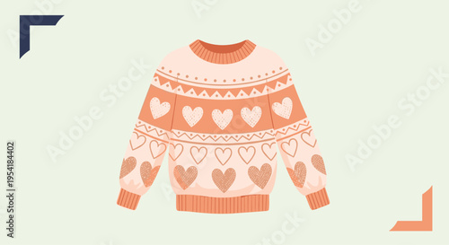 Charming and cozy knit sweater with a lovely heart pattern, perfect for Valentine's Day or expressing love and warmth.