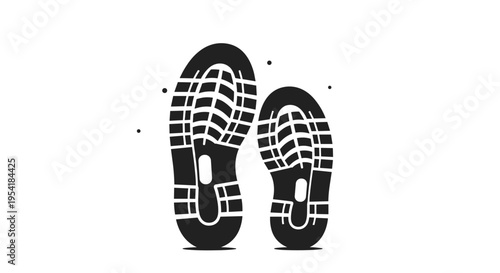 Black silhouette of an adult's and a child's shoe prints, symbolizing a journey, walking together, or a parent-child bond.