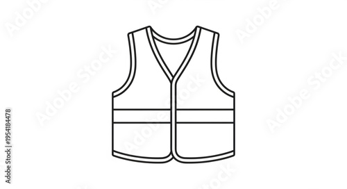 High Visibility Safety Vest Outline Icon.