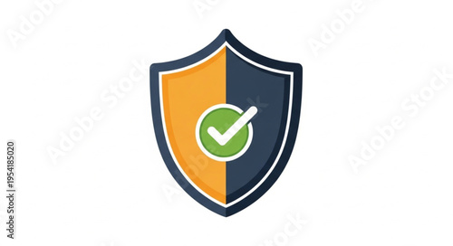Shield with Check Mark Symbol Security Protection.