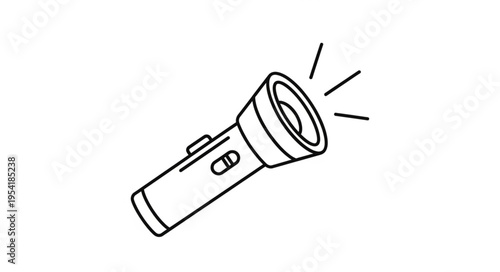 Handheld flashlight emitting light beam illustration.