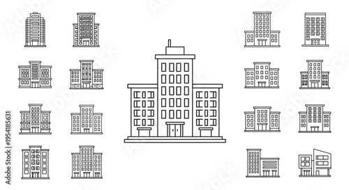 Collection of various building structures.