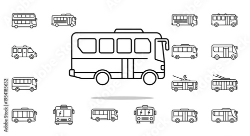 Black and white bus line icons.