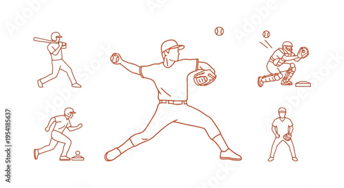 Baseball player pitching in various poses.