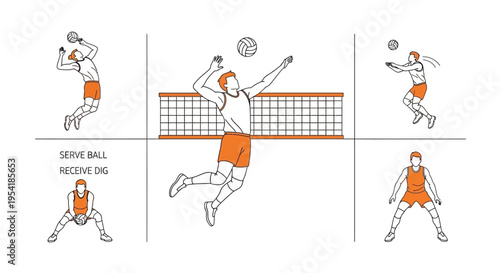 Man Playing Volleyball in Orange Shorts.