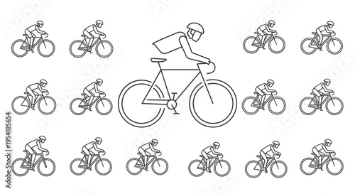 Cyclist riding bicycle in motion.