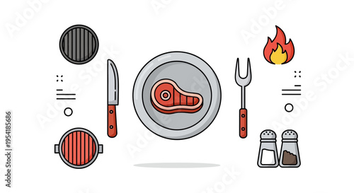 Steak on a plate with utensils.