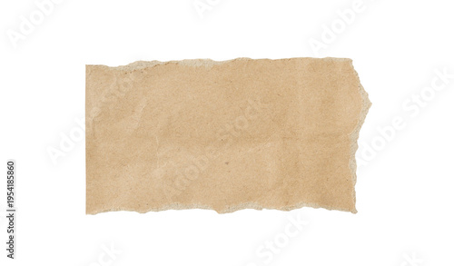 Brown paper ripped isolated on a transparent background, crumpled brown paper page with ripped edges, Piece of ripped torn brown cardboard paper PNG