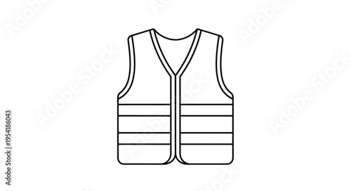 High Visibility Safety Vest Outline Icon.