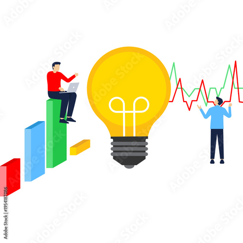 Teamwork brainstorming. Isometric flat 3d concept. Businessmen and developers working together. Illustration can be used in web banner, web page, prasentation

