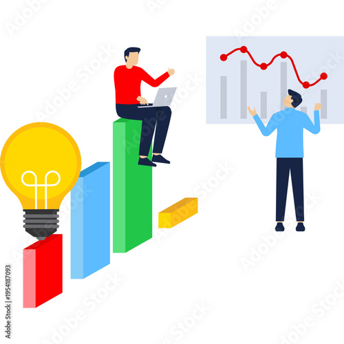 Teamwork brainstorming. Isometric flat 3d concept. Businessmen and developers working together. Illustration can be used in web banner, web page, prasentation


