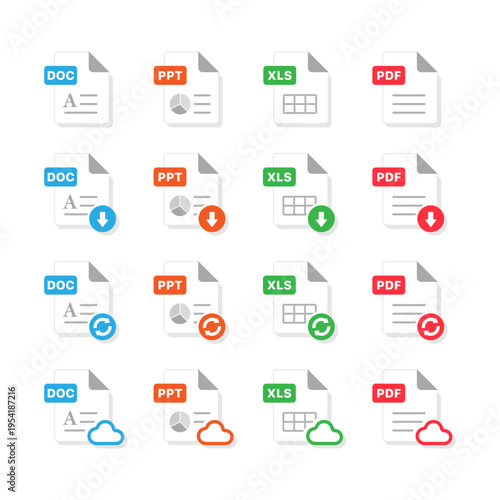 Office document format icons set