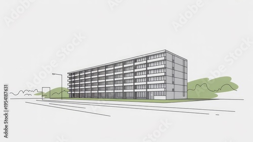 A modern office building with a sleek glass and steel exterior design