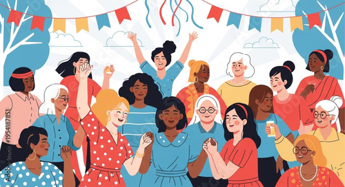 Diverse Group of Women Celebrating Together Joyfully.