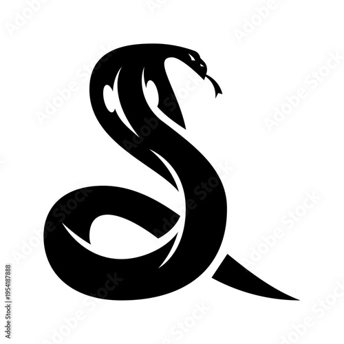 Cobra emblem for logo element. Cobra glyph icon. 