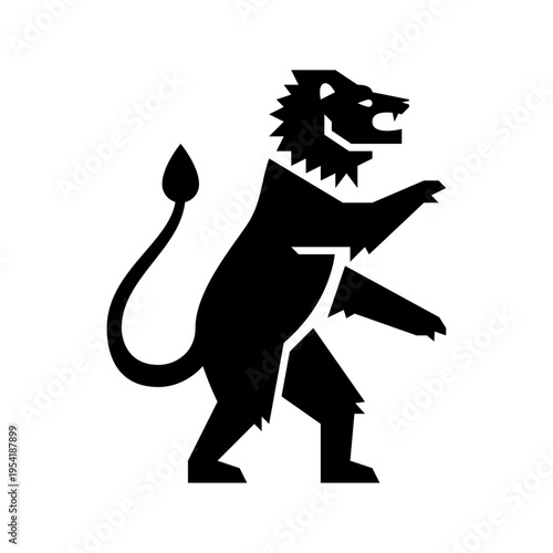 Lion emblem for logo element. Lion glyph icon.