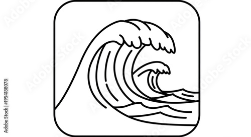 Stylized Line Art Illustration of Ocean Waves.