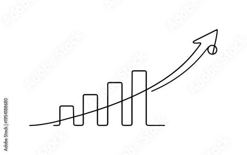 Digital business growth and financial performance in a data-driven environment representing analytics, success tracking, and scalable results, a minimal bar chart evolving into an
