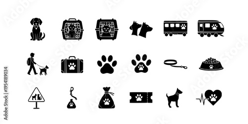 Pet Friendly Train Travel Instruction Icon