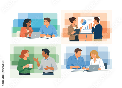 A branding and design system concept where multiple background variations are developed to support cohesive visual identity across platforms, emphasizing harmony and professional