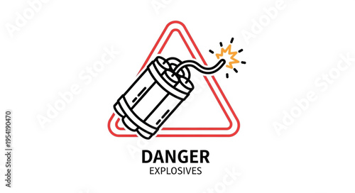 Danger Explosives Sign with Dynamite Icon.