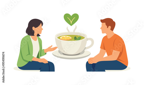 A supportive consultation situation where a practitioner and client discuss preventive care options and healthy lifestyle adjustments during a quiet appointment session, visual