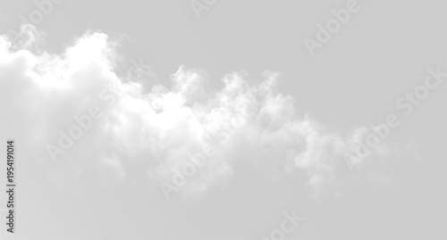 Canvas Print Dynamic trail of white clouds and smoke on transparent background for design