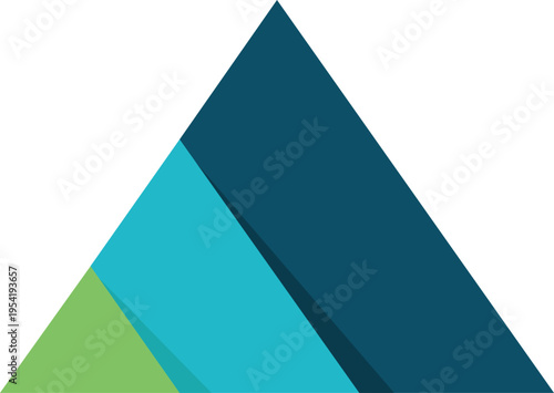 modern geometric triangle logo with navy blue teal and green minimalist corporate brand design isolated background.