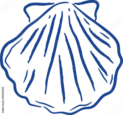 Scallop Shell Outline Line Art