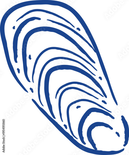 Mussel Shell Engraved Line Art