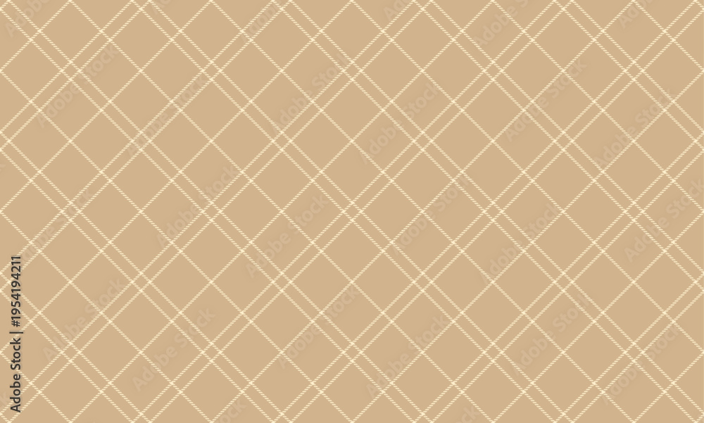 Foto Seamless checkered windowpane plaid pattern in tan and white