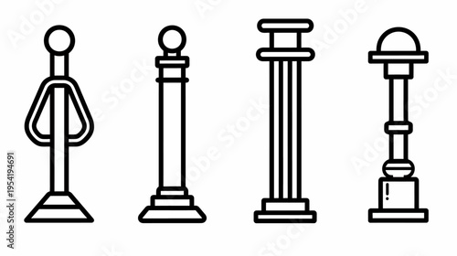 Graphic depicts four distinct bollard line drawings on a white background