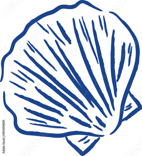 Seashell Scallop Outline Line Art