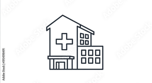 Hospital Building Medical Healthcare Facility Icon.