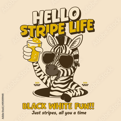 Zebra Wearing Sunglasses Holding Beer.