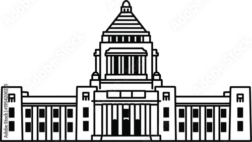 Constitution memorial day japan parliament building illustration