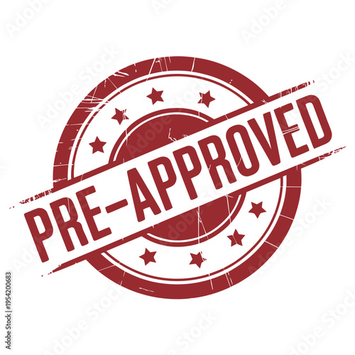 A red pre-approved stamp on a white background with a circular design