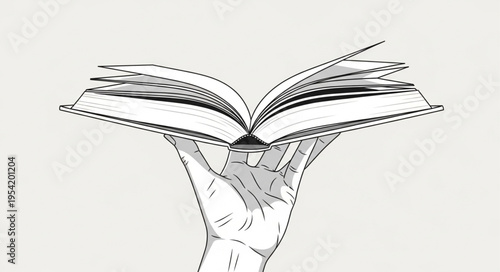 Hand Holding Open Book - Symbol of Knowledge, Learning, and Education.