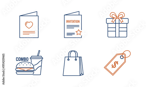 Collection of icons representing various promotional and gift concepts