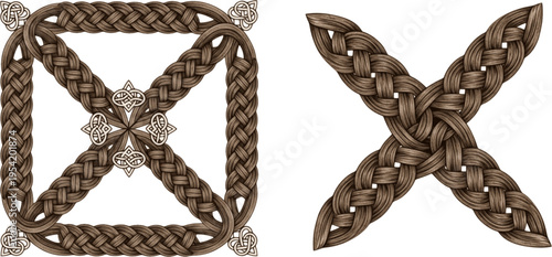 Collection of Green Braided Hair Styles with Decorative Elements
