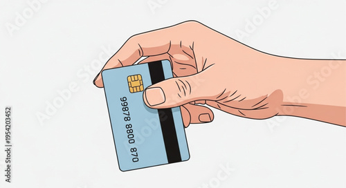 Hand Holding a Credit Card for Payment or Transaction.